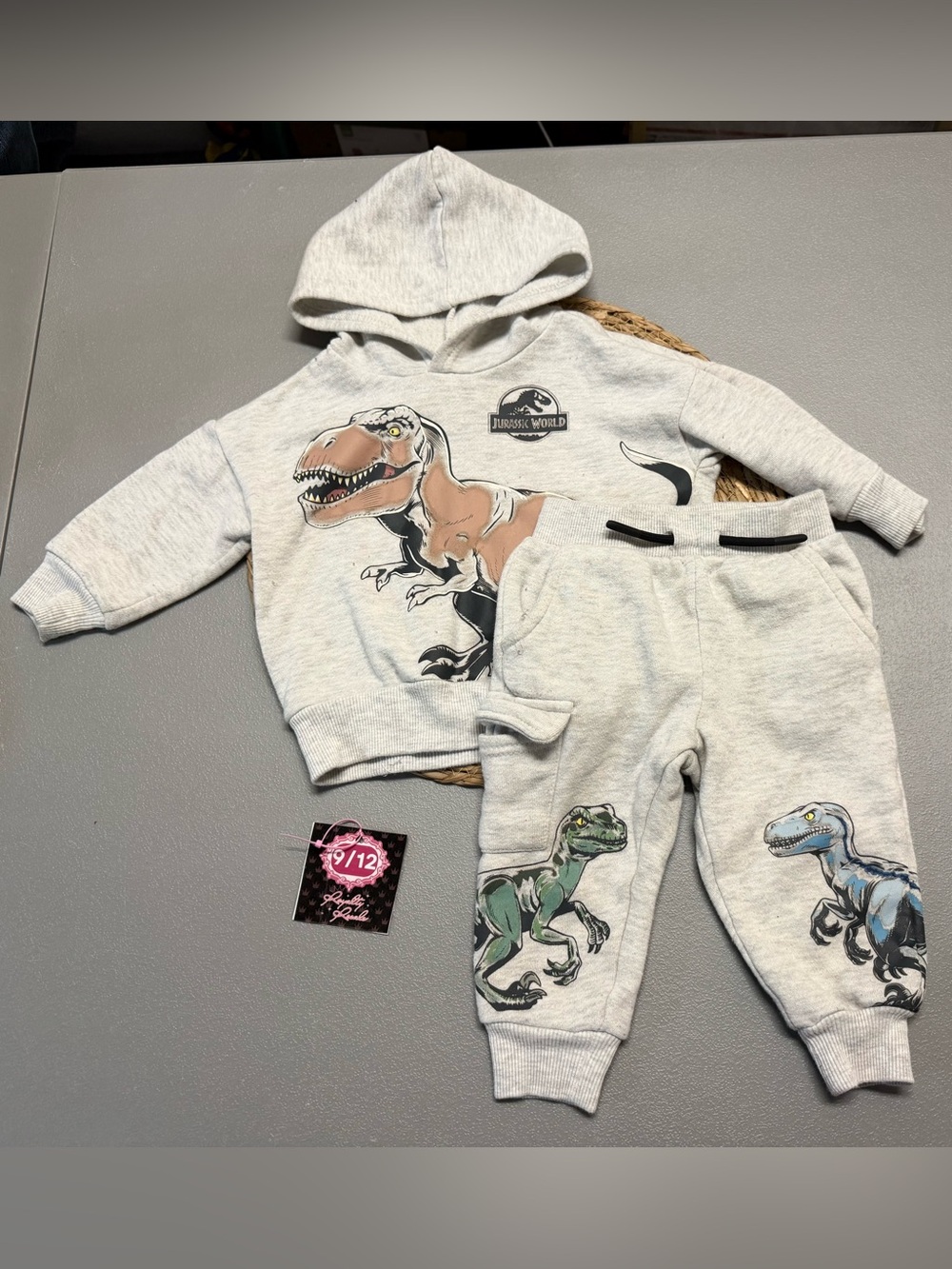 Jurassic World Light Gray Dino Hoodie & Jogger Set - Kids